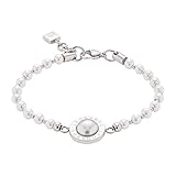 Edles, schimmerndes Armband aus Mini-Edelstahl-Kügelchen und kleinen Imitations-Perlen