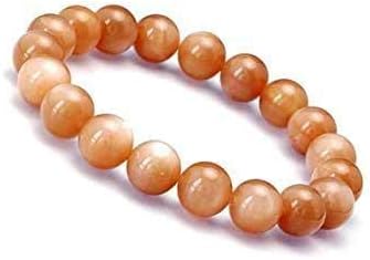 Natural AAA Peach Moonstone Bracelet Stretch Bracelet | 7-7.5” Length Moonstone Bracelet Gemstone Bracelet | Unisex Bracelet | 8mm Round Shape Beads | Men Beaded Bracelet
