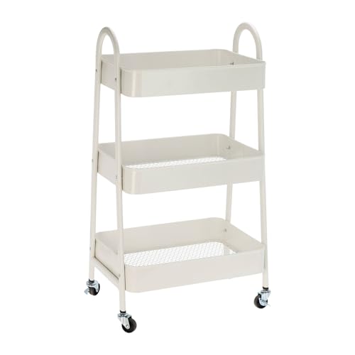 Well Home Carro de cocina blanco con 3 cestas y ruedas H.79,5cm