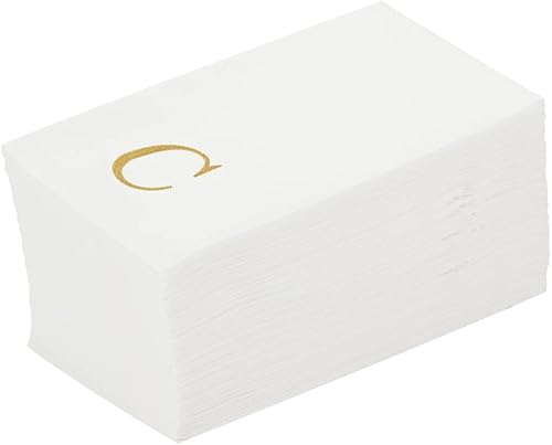 Miniatura 492 de Luxenap - Toallas de invitados de 15.8 x 7.9 pulgadas, 50 toallas de mano con letras plateadas, letra "P", fuente Sans Serif, servilletas de papel