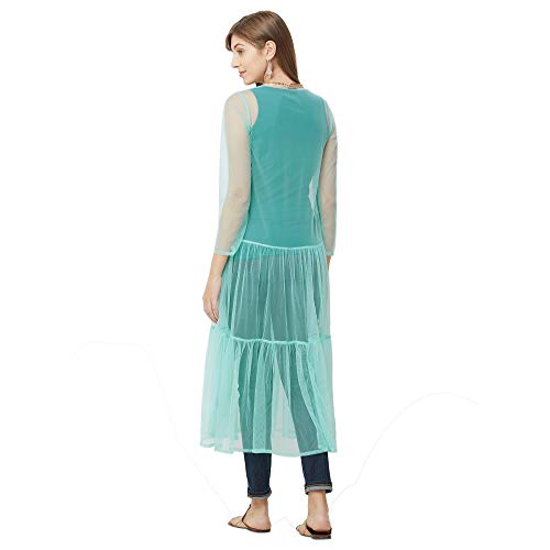 Image of FUSION BEATS Shrugs for Women, Open Neck Printed Shrugs Cardigan, Long Shrugs for Women, Sleeveless Sweater for Women, Overcoat for Women Summer Wear, Bohemian Shrugs for Women, Beach Wear