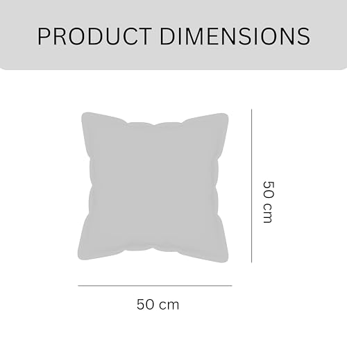 Image of 100% Cotton Pom Pom Cushion Without Filler, Elegant & Modern Cushion Cover for Living Room, Square Shape, 20 inchx20 inch, uni slub, Set of 3 - L.Gray