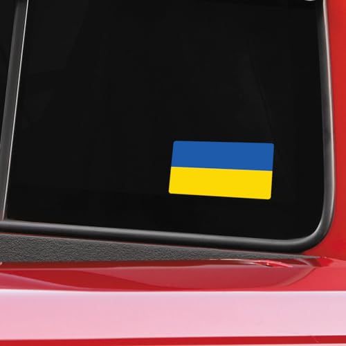 Image of World Country Flag Decal Stickers - Two Pack - for Cars Windows Bumpers Laptops Tablets Tumblers Cups Walls (Ukraine)