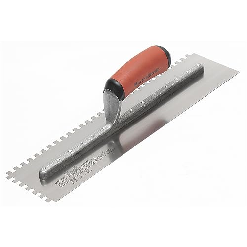 Marshalltown 1/4 x 1/4 x 1/4 Two-Sided Square Notched Trowel, USA Made 16x4 Inch Riveted Tiling Trowel, 710SD