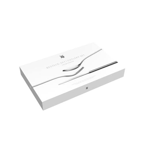 Foto von WMF Palma Edelstahl Besteck Set 6 Personen, Essbesteck Set 30 teilig, Monobloc-Messer, Cromargan Edelstahl poliert, glänzend, spülmaschinenfest