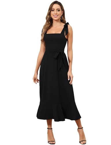 Amazon.com: ROYAL MATRIX Women's Midi Dresses for Wedding Guest Semi Formal  Dress for Cocktail Party Square Neck Split Bridesmaid Dress (Black, Medium)  : Clothing, Shoes & Jewelry