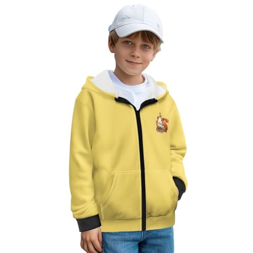 Xnshcedy Boys Fleece Sweatshirts Stylish Zip Up Hoodie Cute Hamster Sweatshirt for Kids Novelty Hamster Hoodie Kids Gifts Play Wear Activewear for Running Cycling