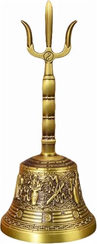 Bayosou 金剛鈴 ハンドベル 神楽鈴 仏教ベル 真鍮 仏具 神具 三清 お盆用品 道教楽器 密教法具 仏壇用 仏教 心霊浄化 癒し 魔除け 除霊 癒し寺院仏具 鮮明な音 装飾品 小さい コンパクト クラシック (A)