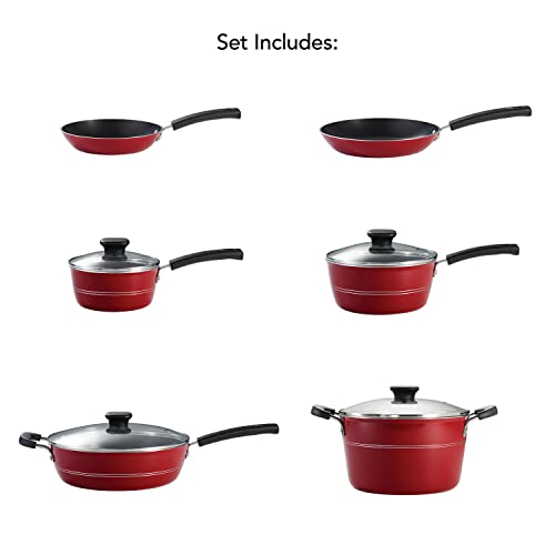 Image of Tramontina Sicilia 10-Pc Non Stick Pots and Pans Set with Glass Lids