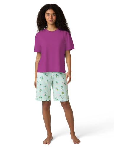 Image of HUE Women's Summer Vacation Pajama Separates, Soft, Whimsical Print Pjs with Tropical Beach Themes, Flip Flops, Cocktails