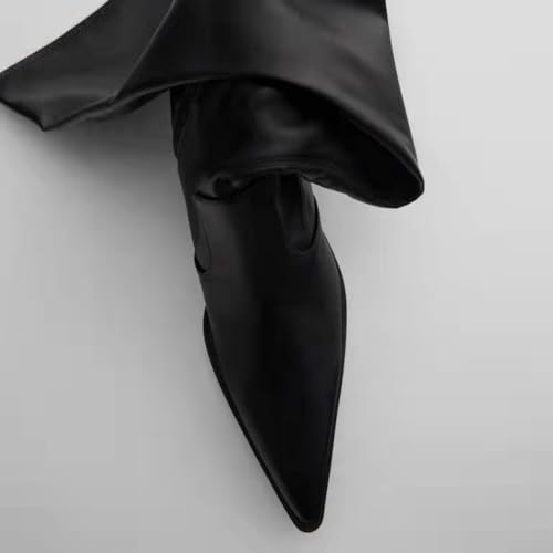 Cuissardes stretch noires à bout pointu et finitions haute couture - 4