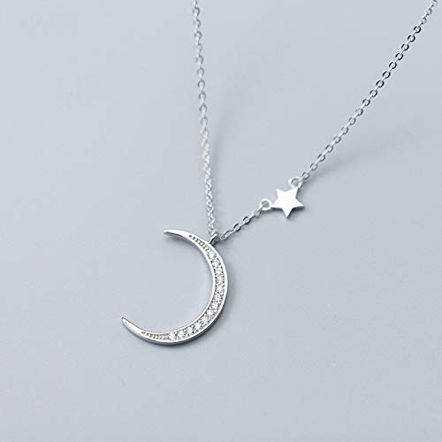 Colliers d'étoiles de Lune en Argent Sterling 925 de Haute Qualité pour Femme