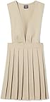 French Toast Big Girls' V-Neck Pleated Jumper, Khaki, 7