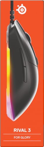 SteelSeries Rival 3 Gen 2 - Souris Gaming 8500 DPI - Capteur Optique TrueMove Core - Durabilité 60 Millions de clics - Faible Latence - Poids léger 77 g - Patins 100% PTFE - RGB - Noir