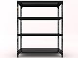 FIDVI® Space Saving Iron Metal Rack Adjustable Section Rack & Shelves Industrial Storage Shelving Unit 12x29x36 Inches 4 Shelf 24 Gauge Shelf 18 Gauge Angle (Black) Pack of 1