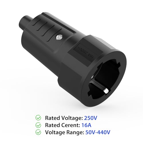 Schuko Kupplung, 2 Stück Schutzkontakt 250 V/16 A Schuko Kupplung IP44 mit Knickschutztülle für 8mm Kabel