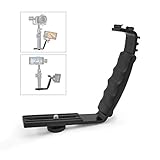 L Bracket Camera Mount, Flash Bracket with 2 Hot Shoe Mounts for Gimbal Stabilizer DSLR Camera Camcorder Video Light Microphone …