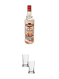 Rushkinoff Vodka & Caramel 1,0 Liter + Stölzle Shotglas/Stamper 2 Stück 2050021