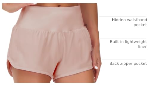 Image of THE GYM PEOPLE Womens High Waisted Running Shorts Quick Dry Athletic Workout Shorts with Mesh Liner Zipper Pockets