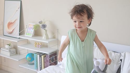 Image of Baby /Toddler Sleep Sack with Legs, Rayon from Bamboo 95% + 5% Spandex, 1.0 TOG, 2‑Way Zipper Sleeping Bag, Walker‑Friendly 18-36M Green
