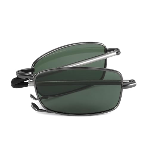 VEQINIKA Foldable Sunglasses for Men Women Polarized Folding Sunglasses Spring Hinge UV Blocking Foldable (Gray)