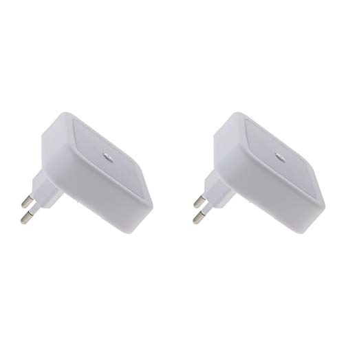 Image of Othmro 2Pcs Plug-in Night Light, White Plug-in Night Light Warm LED Christmas Light Bulb Bed Lights w Auto Dusk-to-Dawn Sensor for Bedroom Kitchen Hallway EUR Plug Bathroom Shaver Light