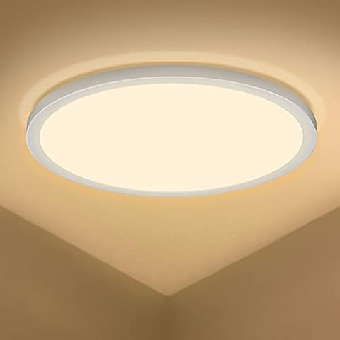 BIGHOUSE-Plus Ø295mm LED Bathroom Light, Bath Ceiling Lights 144W Equivalent, Large, Ultra Thin, 18W 1600lm Waterproof Round Flat Bedroom Ceiling Lights Warm White for Bathroom Lighting Hallway Porch Cover