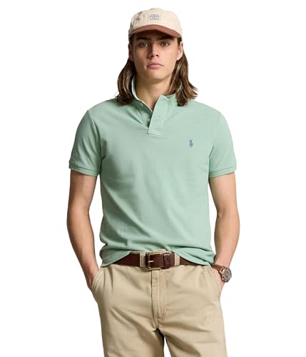 Polo Ralph Lauren Mens Custom Slim Fit Mesh Polo Shirt, Faded Mint, Large