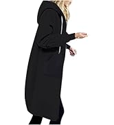 Oversized Hoodies For Women Zip Up | Knee Length Tunic Sweatshirt | Long Sleeve Casual Hooded Jacket With Pockets-1190006