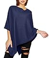 JOPHY & CO. Poncho Donna Misto Cashmere (M, Blu Scuro)