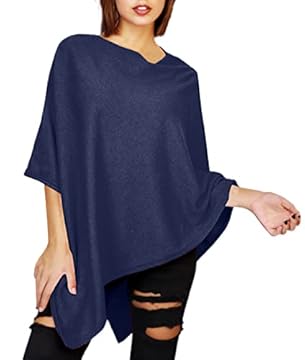 JOPHY & CO. Poncho Donna Misto Cashmere (M, Blu Scuro)