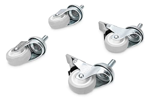 Digitus Castors for Standard 19 Inch Wall Housing Pack of 4, 2X Lockable, Rotating, 250 kg Load Per Roll, Plastic Material