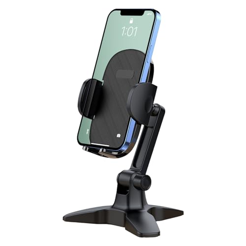 スマホスタンド 卓上 三脚台座 携帯スタンド スマホ立て ワンタッチリリース 角度調整 安定 シリコン保護 充電可能 横置き 縦置き 4-6.8インチ全機種対応 ケース付き対応