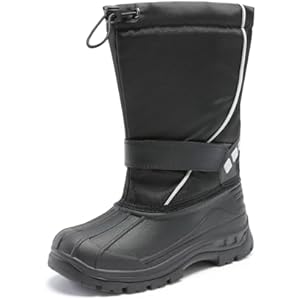 DREAM PAIRS Boys & Girls Winter Snow Boots for Outdoor Warm Cozy Anti-Slip Little/Big Kid 4 Big Kid Black/Grey