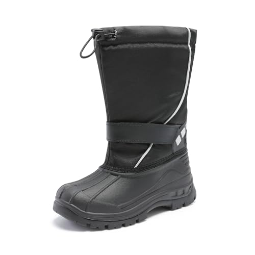 DREAM PAIRS Boys & Girls Winter Snow Boots for Outdoor Warm Cozy Anti-Slip Little/Big Kid 2 Little Kid Black/Grey