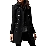 Manteau Femme Hiver Parka Femme Mi Long Chic Et Elegant Vetement Mode Cintré Caban Automne Manteau Morgan Grande Taille 1#Noir M