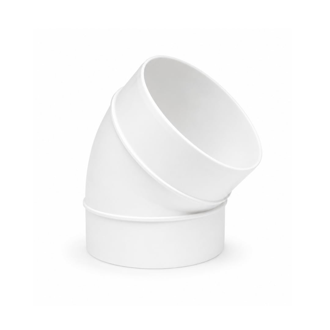 Fantronix Men's White 45° Elbow Connector 100Mm (4 Inch) Round Plastic Ducting Bend – Ventilation Duct Pipe Joint For Hvac, Extractor Fan, Tumble Dryer & Flexible Hose