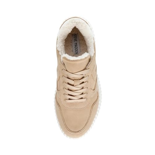Steve Madden Steve Madden Women's Shereen Sneaker, Sand Suede Fur, 7.5