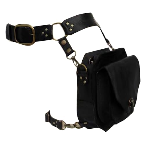 Riñonera medieval de piel para mujer en color negro de Mass Beauty