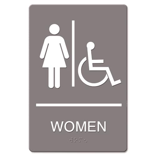 Women Restroom Wheelchair Accessible Symbol ADA Sign in Gray and White
