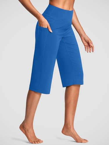 Image of ISEEGZ 15 inch / 18 inch / 21 inch / 25 inch Capri Pants for Women High Waist with Pockets Women's Capris Workout Yoga Pants Loose Straight Leg