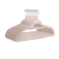 KEPLIN Velvet Hangers 50 Pack - Non-Slip Clothes Hangers with Tie Bar & 360° Hook - Durable & Sturdy, Space-Saving Wardrobe Organisers for Suits, Jackets & Clothes- Home Storage Solution (Blush Pink)