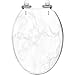 Elongated Toilet Seat White marble texture natural pattern for art work White stone floor Resin Toilet Seat Quietly Slow Close with Quick-Release Hinges Toilet Seat with Cover Easy to Clean Install
