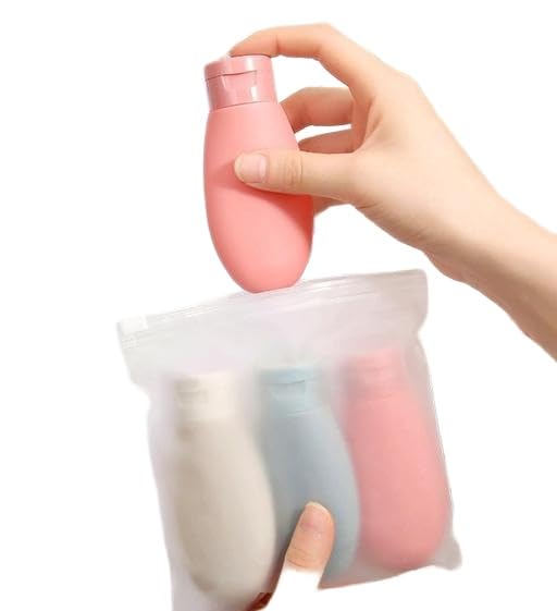 (Pack of 3 Refillable Travel Bottles for Toiletries Silicone Container for Cream, Shampoo Hand Wash, Lotion Storage Bottle Travel Accessories Leak Proof (60 ML)-image-45
