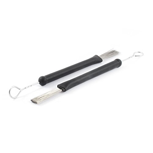 Ruilogod Metal Retráctil Jazz Drum Sticks Brushes 33cm Par Negro miniatura 1