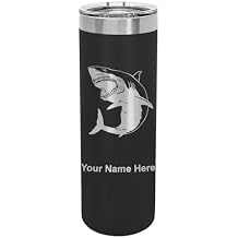 LaserGram 22oz Vacuum Insulated Skinny Tumbler, Great White Shark, Personalized Engraving Included Black
