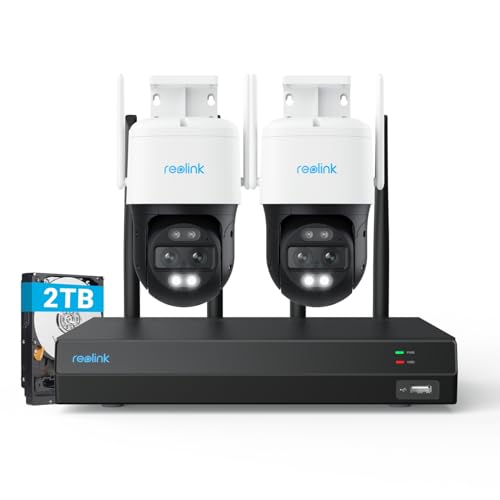 REOLINK 4K PTZ Wi-Fi 6 Cam System with Auto-Zoom Tracking, 6X Hybrid Zoom, 360° Coverage, 2.4/5 GHz Wi-Fi, Spotlight Color Night Vision, AI Detection, No Monthly Fees, 2TB HDD NVR, RLK12-800