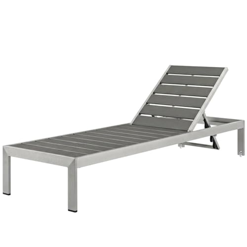 Outdoor Escape Gray Aluminum Chaise Lounge for Outdoor Patio, Durable