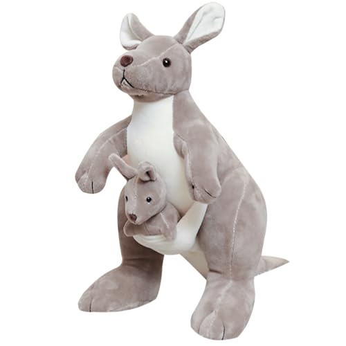 SGZIOO Peluche Canguro Madre e Bambino 28 cm, Kangaroo Peluche, Adorabile Canguro Madre e Cucciolo, Peluche Morbido e Coccoloso, per Coccolare, Giocare e Dormire, Regalo di Compleanno per Bambini