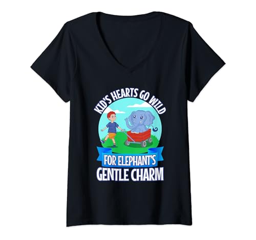 Mujer Corazón infantil Go Wild Elephant's Gentle Charm Camiseta Cuello V